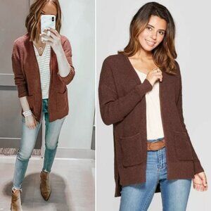 Universal Thread Long Open Oversized Knit Cardigan Sweater Brown Plus Size
